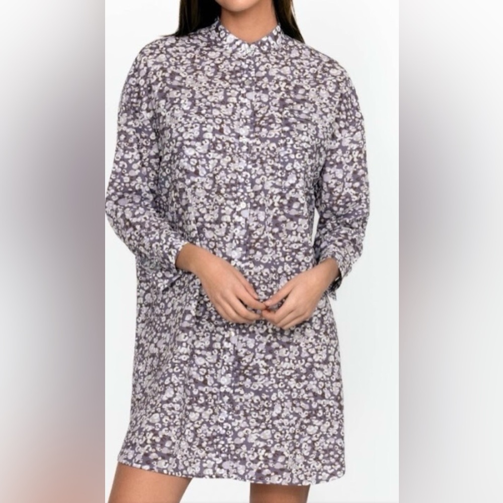 Johnny Was Purple Floral Long Sleeve Dress